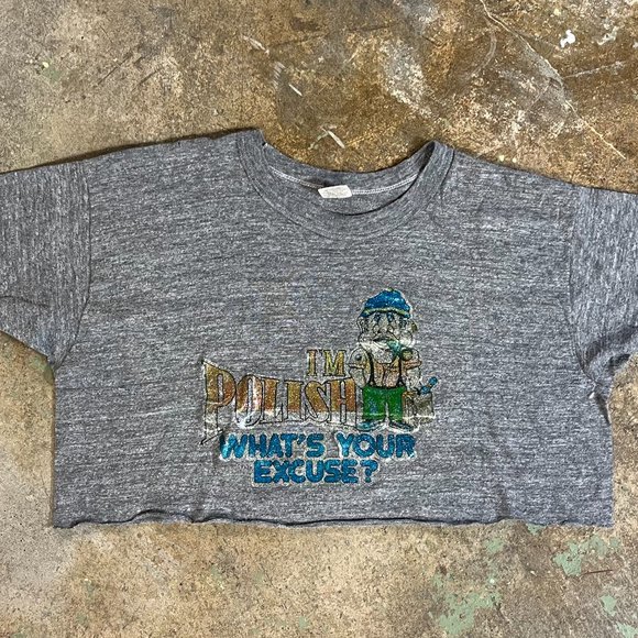 I'm Polish What's Your Excuse? Novelty Cutoff Crop Top T Shirt - Picture 1 of 4